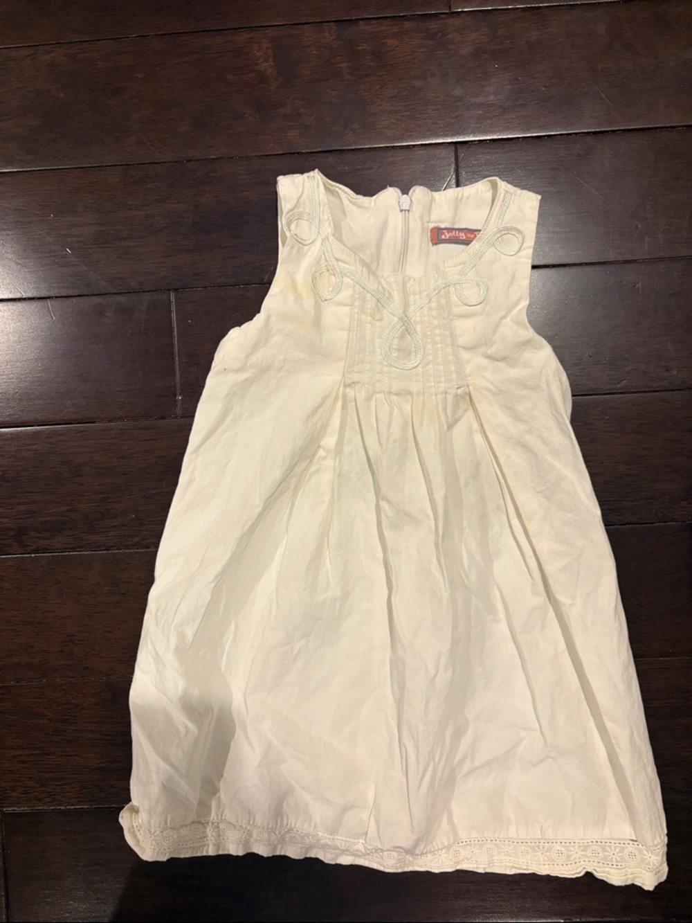 Jelly The Pug Cream Embroidered Cotton Sundress